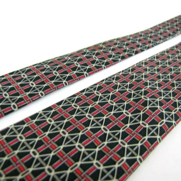 HERMES PARIS Tie 7023 TA Navy Blue Chain Link - Picture 3 of 8